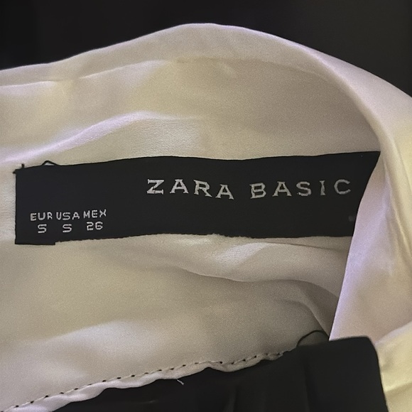 ZARA Black White Sleeveless‎ Dress with High Neck Basic Size S Trim Tuxedo Mini - Picture 5 of 5